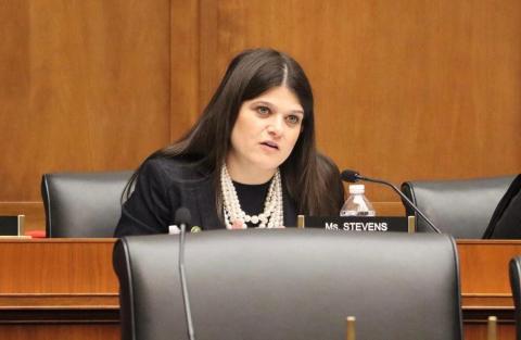 Rep. Haley Stevens questions witnesses at the hearing